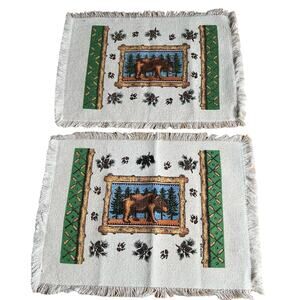 Vintage 2 Kay Dee placemats brown bear cabin decor